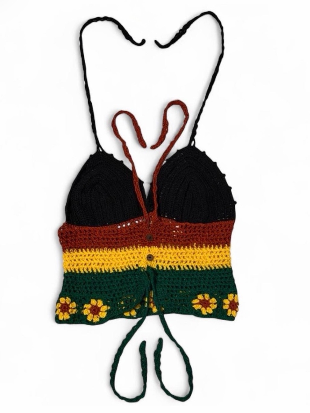 Crochet Halter Top | 100% Cotton | Boho Festival Floral Tank - Picture 6 of 9